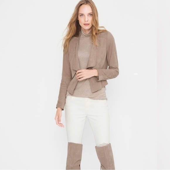 WHBM Suede Flounce Front Jacket Tan XXSP - Picture 4 of 16